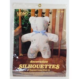 Titan Needlecraft Printed Cross Stitch Bear Kit, Decorative Silhouettes 1987